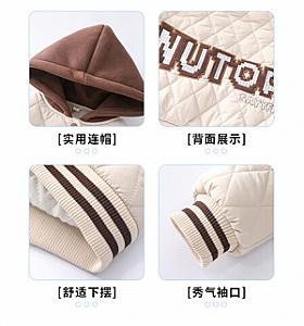 Hot Edition Bear & D7-Hooded Embroidered Quilted Cotton Coat