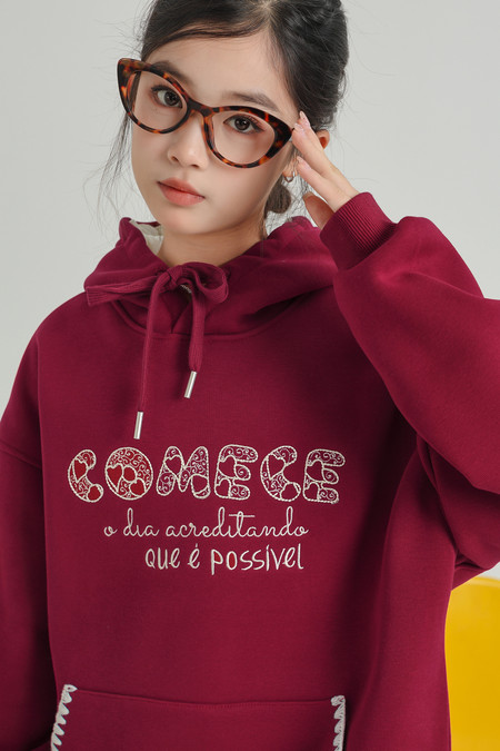 Baiyixuanzi & 1356 plus velvet embroidered hooded sweatshirt