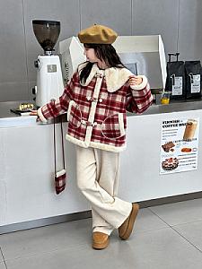 Blue Bell & Korean version of the bag plaid fur one