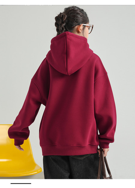 Baiyixuanzi & 1356 plus velvet embroidered hooded sweatshirt