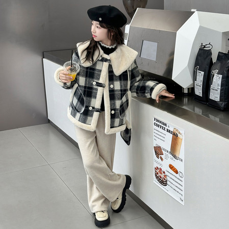 Blue Bell & Korean version of the bag plaid fur one