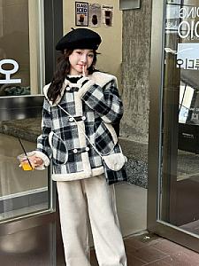 Blue Bell & Korean version of the bag plaid fur one