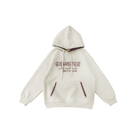 Baiyixuanzi & 1356 plus velvet embroidered hooded sweatshirt