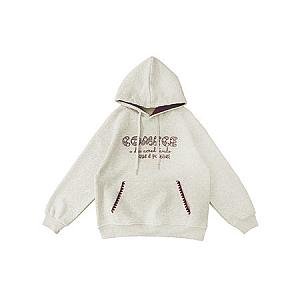 Baiyixuanzi & 1356 plus velvet embroidered hooded sweatshirt
