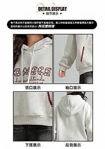 Baiyixuanzi & 1356 plus velvet embroidered hooded sweatshirt