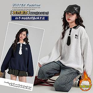 Baiyixuanzi & 1667 late autumn plus velvet polo shirt