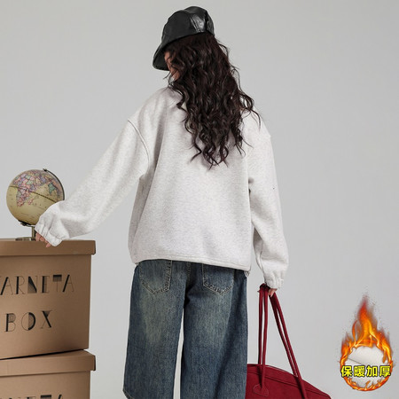 Baiyixuanzi & 1667 late autumn plus velvet polo shirt